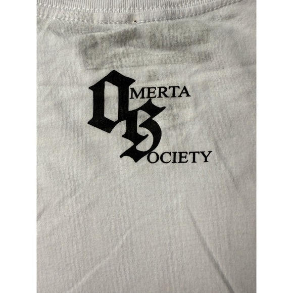 Omerta Society Vintage White Graphic Tee XL Men of Respect Code of Silence Shirt - Picture 6 of 7